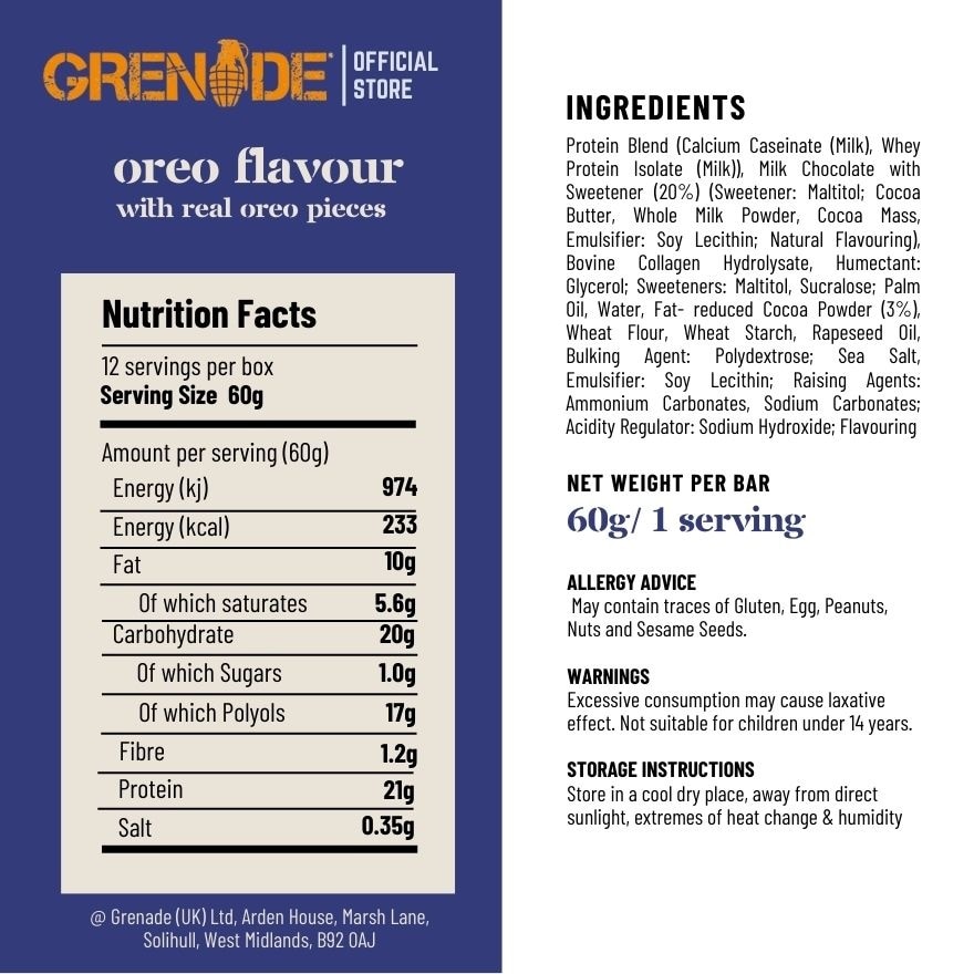 High Protein Low Sugar Bar Oreo 1pc