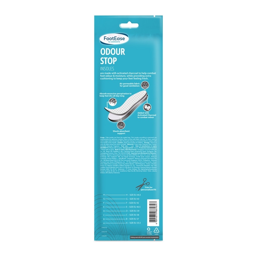 Odour Stop Insoles 1 Pair 1's