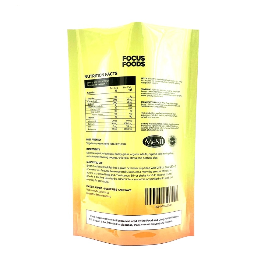 Daily Supergreens Powder Orange Flavoured 15s