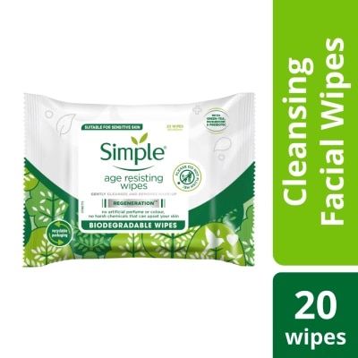 SIMPLE Age Resisting Cleansing Wipes 20s