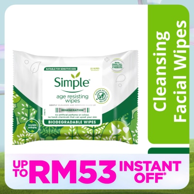 SIMPLE Age Resisting Cleansing Wipes 20s