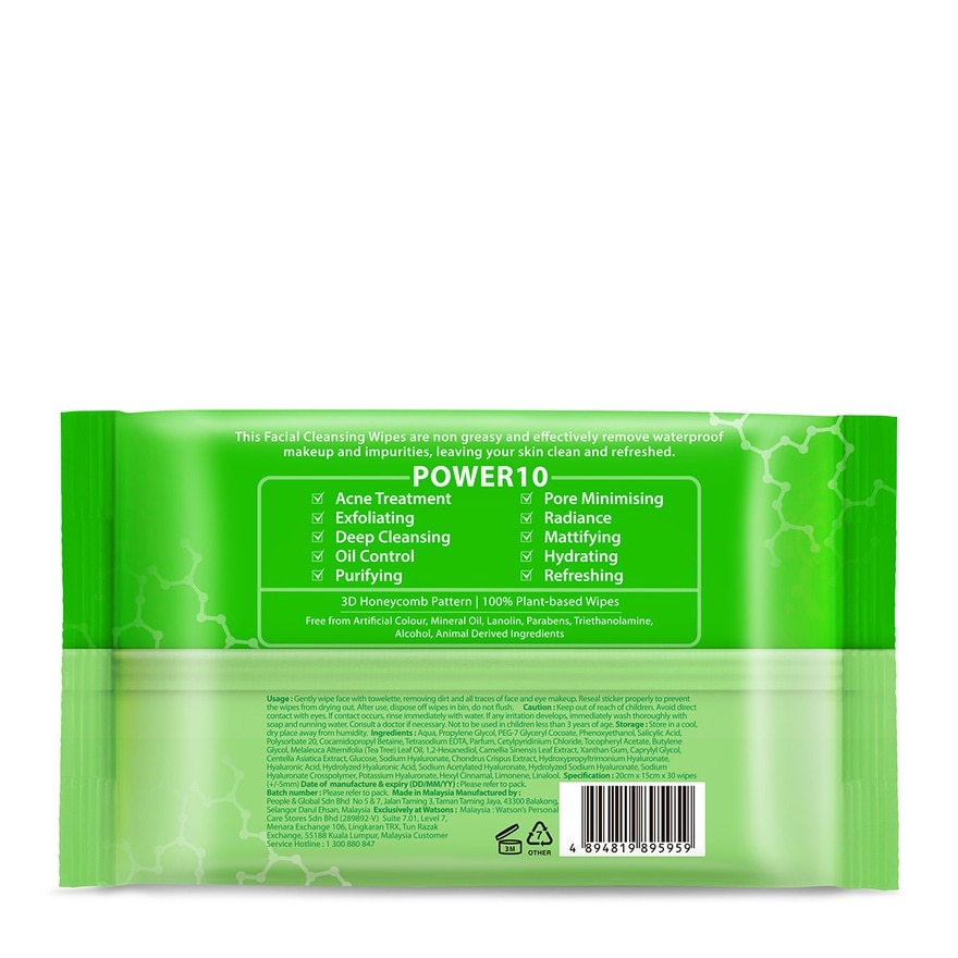 Salicylic Acid Purifying Tea Tree Makeup Remover Cleansing Wipes 30s