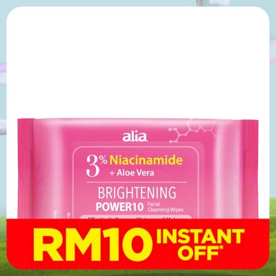 ALIA Niacinamide & Glycolic Acid Aloe Vera Makeup Remover Cleansing Wipes 30s