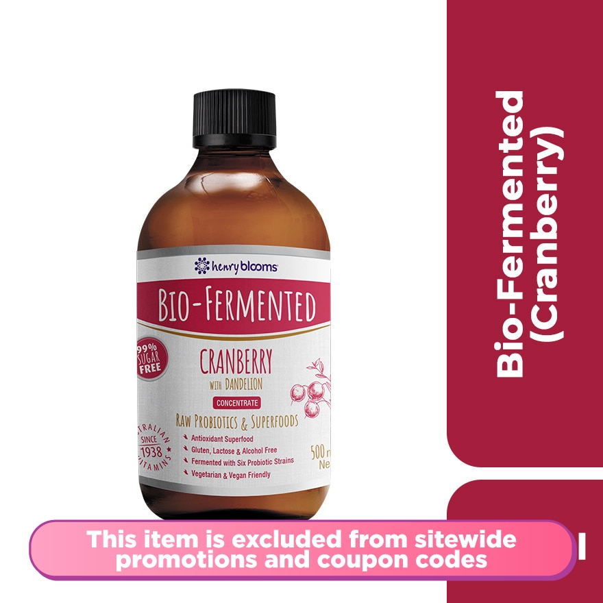 Henry Blooms Bio-Fermented Cranberry with Dandelion Concentrate 500mL
