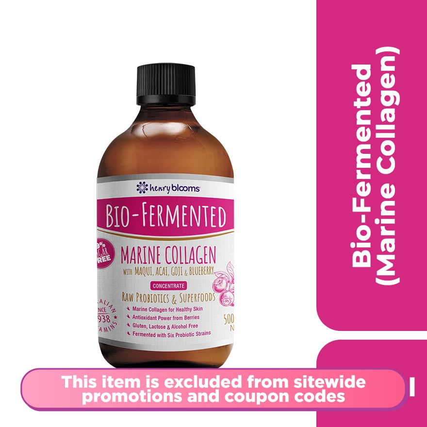 Bio-Fermented Marine Collagen with Maqui, Acai, Goji and Blueberry Concentrate 500mL
