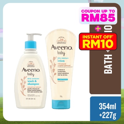 AVEENO Baby Daily Moisturising Wash & Shampoo 354ml + Lotion 227G Bundle