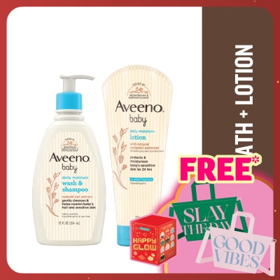 AVEENO Baby Daily Moisturising Wash & Shampoo 354ml + Lotion 227G Bundle