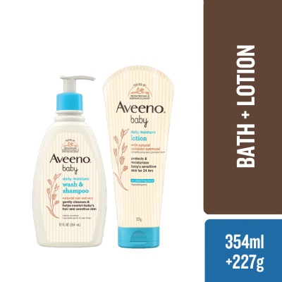 AVEENO - Baby Daily Moisturising Wash & Shampoo 354ml + Lotion 227G Bundle