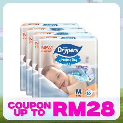 DRYPERS Wee Wee Dry Mega Diapers Tape M 60's x4
