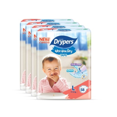 DRYPERS - Wee Wee Dry Mega Diapers Tape L 58's x4