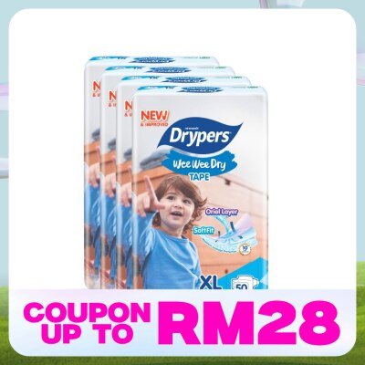 DRYPERS Wee Wee Dry Mega Tape XL 50's x4