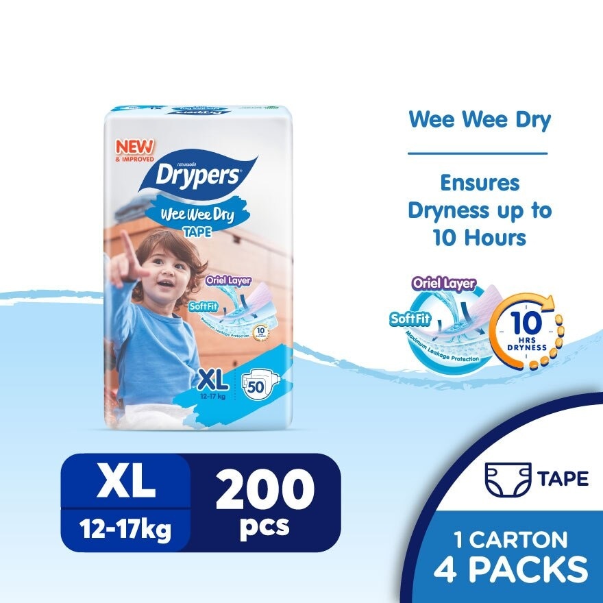 Wee Wee Dry Mega Tape XL 50's x4