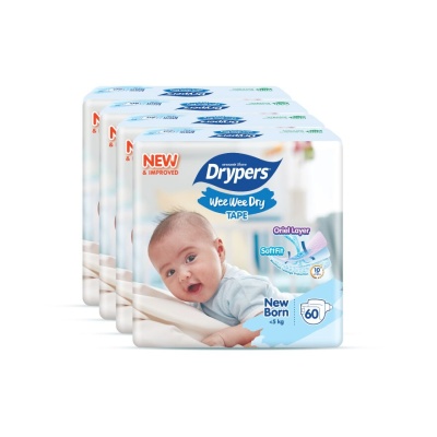 DRYPERS - Wee Wee Dry New Born 60's x4