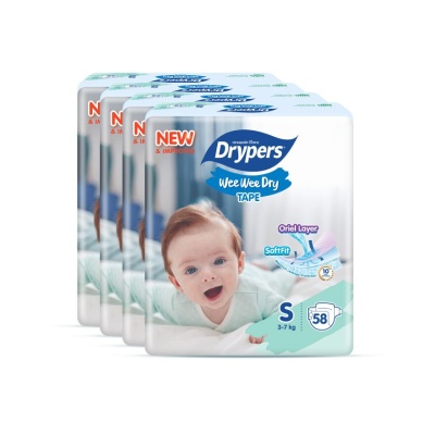 DRYPERS - Wee Wee Dry S 58's x4 Pack