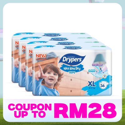 DRYPERS Wee Wee Dry Jumbo Tape XL 36s x4