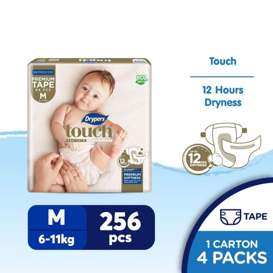 Touch Diapers M 64s  x4 Pack