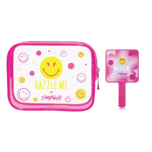 GWP SmileyWorld Pouch Of Joy Cosmic Bag and SmileyWorld Perfect Day Hand Mirror (While stock last)