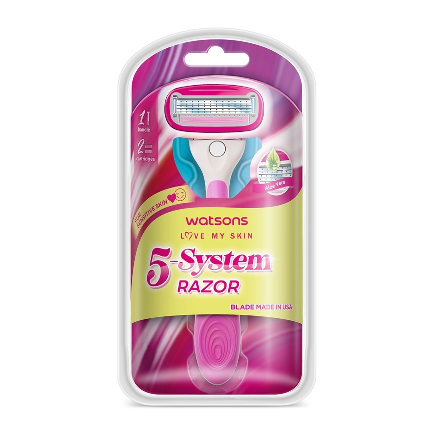 Ladies 5-Blade System Razor 1 Handle + 2 Cartridges