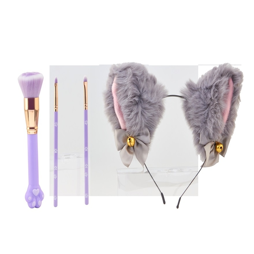 Kawaii Make Up Brush Set 4pcs Purple