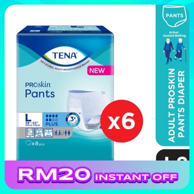 TENA Pants Plus Large 8s x 6 Pack