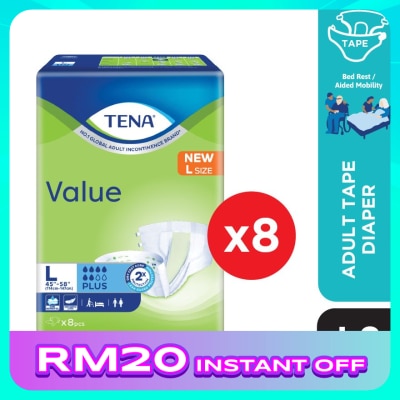 TENA Value Adult Diaper L 8pcs x8