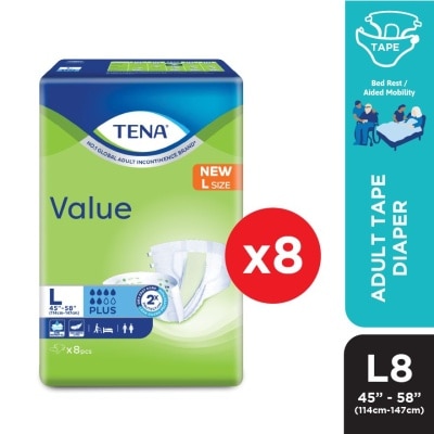 TENA Value Adult Diaper L 8pcs x8