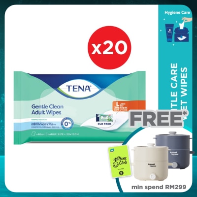 TENA Gentle Clean Adult Wipes 40s x20