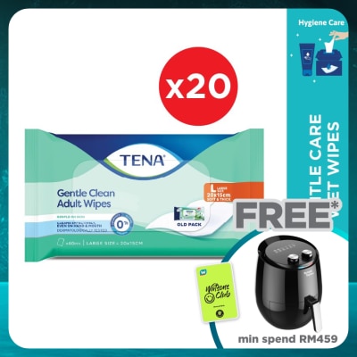 TENA Gentle Clean Adult Wipes 40s x20