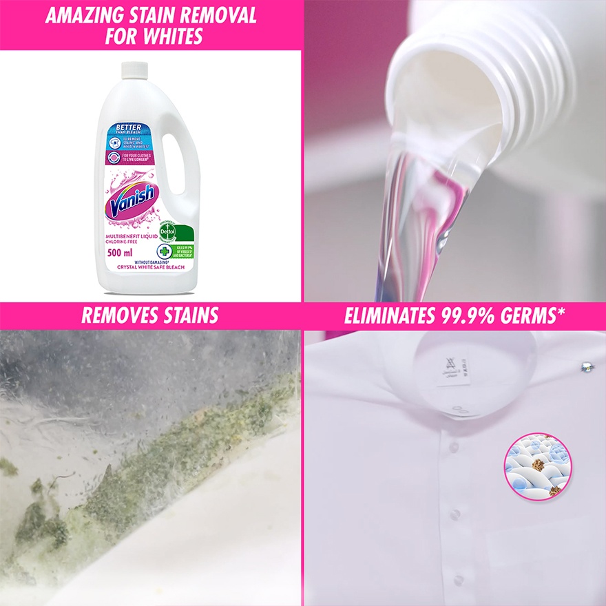Crystal White Fabric Stain Remover Liquid Bottle 500ml image