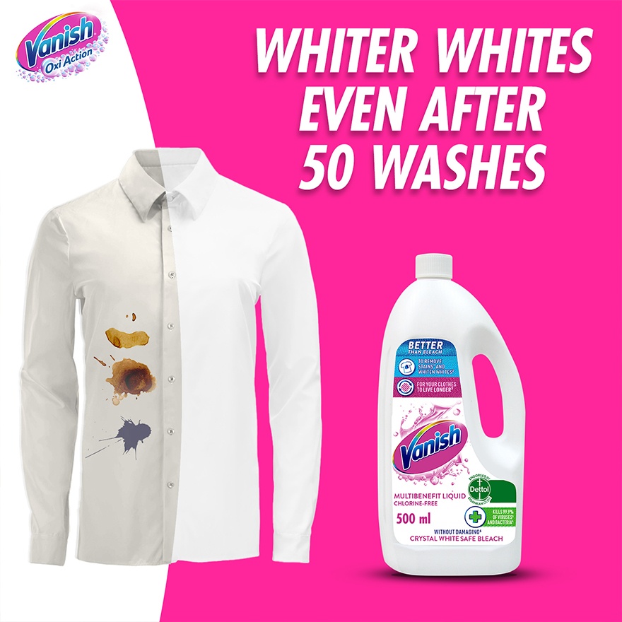 Crystal White Fabric Stain Remover Liquid Bottle 500ml image