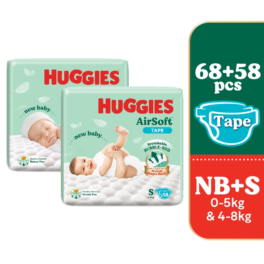 Airsoft Newborn baby Diapers NB 68s + S 58s image