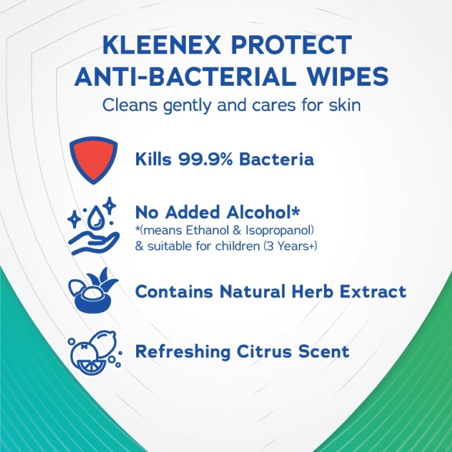 Hand & Face Protect Antibacterial Multipurpose Disinfecting Wet Wipes (10's x 3 packs) x3 packs