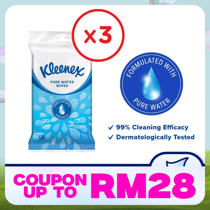 Hand & Face Pure Water Multipurpose Wet Wipes (10's x 3 packs) x3 packs