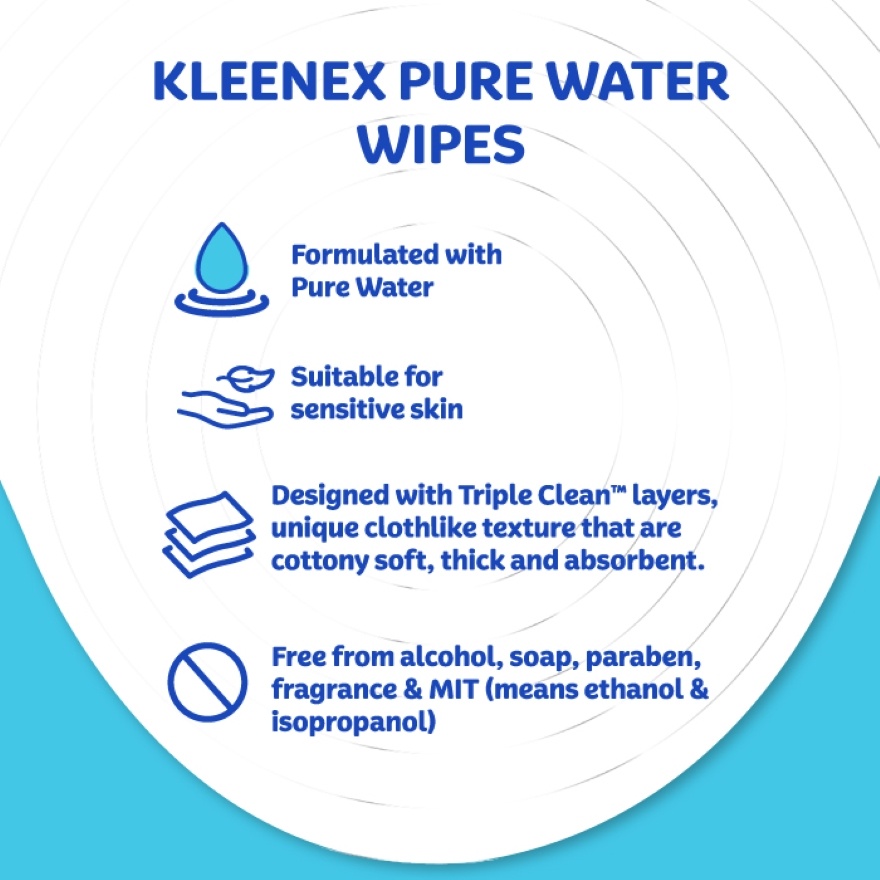 Hand & Face Pure Water Multipurpose Wet Wipes (10's x 3 packs) x3 packs