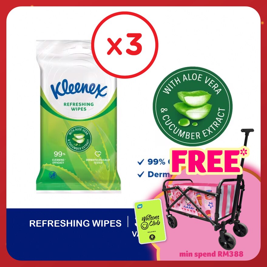 Hand & Face Refreshing Multipurpose Wet Wipes (10's x 3 packs) x3 packs