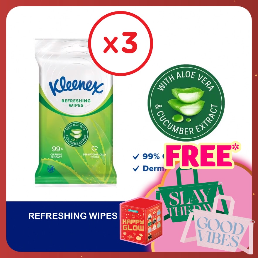 Hand & Face Refreshing Multipurpose Wet Wipes (10's x 3 packs) x3 packs