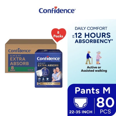 CONFIDENCE - Slim & Fit Pants Adult Diaper M size 10s (8 packs) - Incontinence Diaper up to 12 hours