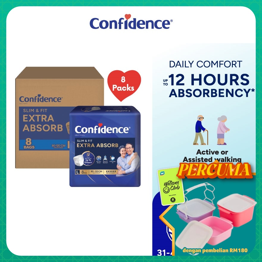 Slim & Fit Pants Adult Diaper L size 8s (8 packs) - Incontinence Diaper up to 12 hours