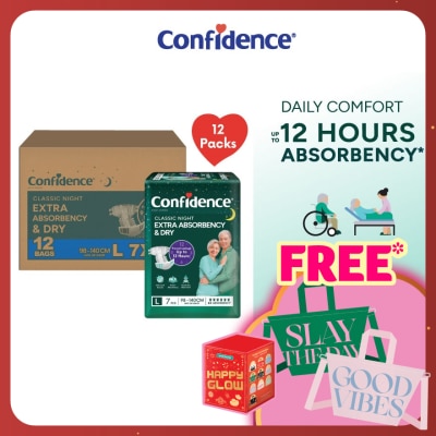 CONFIDENCE Classic Night Tape Adult Diaper L size 7s (12packs) - Incontinence Diaper up to 12 hours