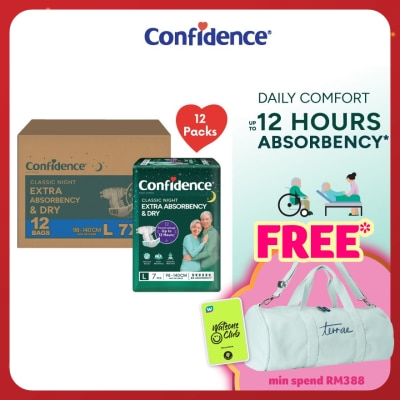 CONFIDENCE Classic Night Tape Adult Diaper L size 7s (12packs) - Incontinence Diaper up to 12 hours