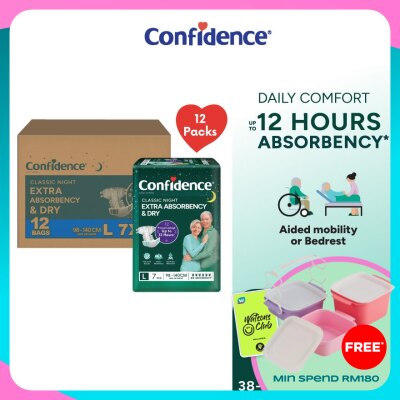 CONFIDENCE Classic Night Tape Adult Diaper L size 7s (12packs) - Incontinence Diaper up to 12 hours