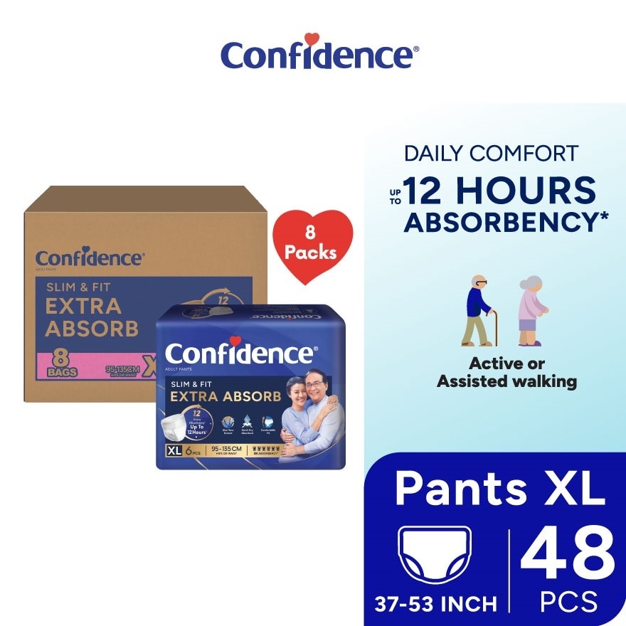 Slim & Fit Pants Adult Diaper XL size 6s (8 packs) - Incontinence Diaper up to 12 hours