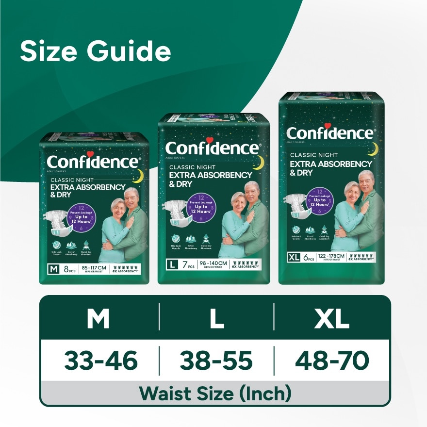 Classic Night Tape Adult Diaper M size 8s - Incontinence Diaper up to 12 hours