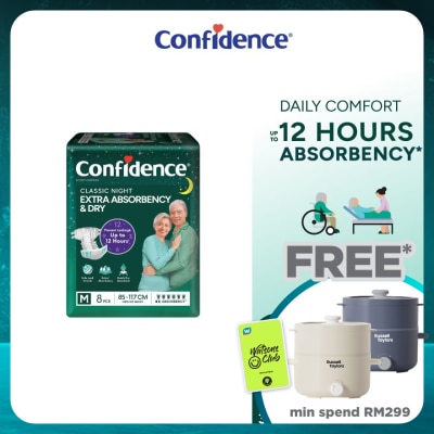 CONFIDENCE Classic Night Tape Adult Diaper M size 8s - Incontinence Diaper up to 12 hours