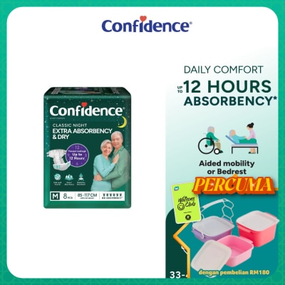CONFIDENCE - Classic Night Tape Adult Diaper M size 8s - Incontinence Diaper up to 12 hours
