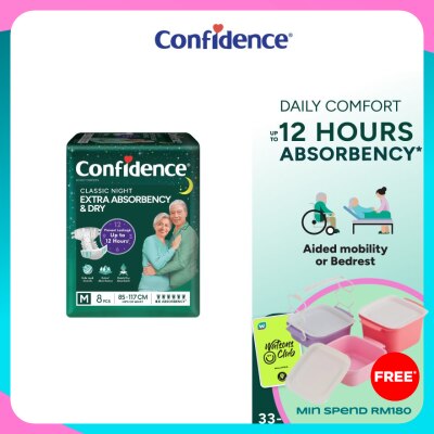 CONFIDENCE Classic Night Tape Adult Diaper M size 8s - Incontinence Diaper up to 12 hours