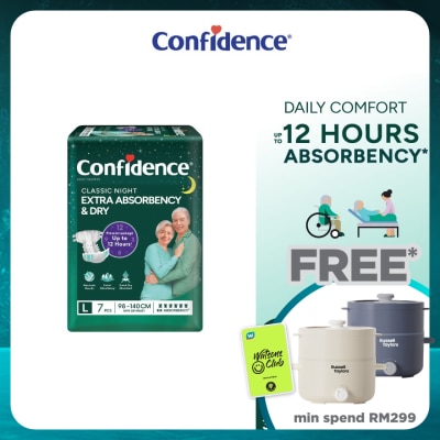 CONFIDENCE Classic Night Tape Adult Diaper L size 7s - Incontinence Diaper up to 12 hours