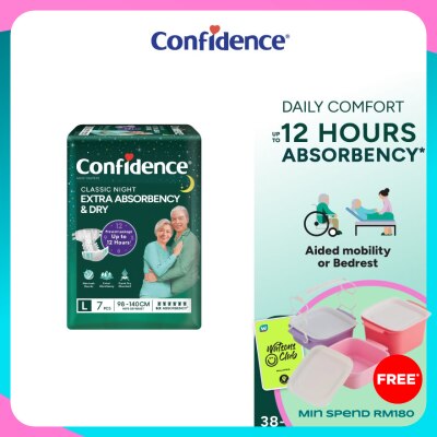 CONFIDENCE Classic Night Tape Adult Diaper L size 7s - Incontinence Diaper up to 12 hours