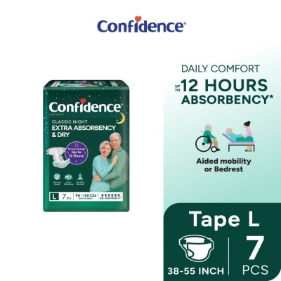 CONFIDENCE Classic Night Tape Adult Diaper L size 7s - Incontinence Diaper up to 12 hours