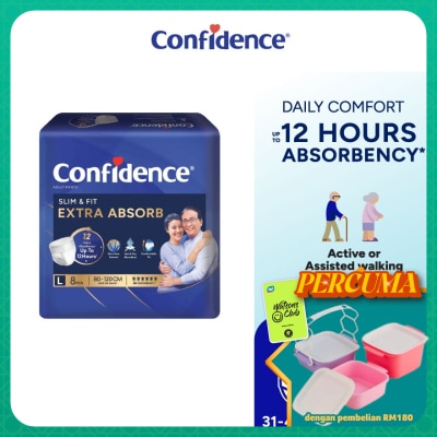 CONFIDENCE - Slim & Fit Pants Adult Diaper L size 8s - Incontinence Diaper up to 12 hours